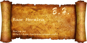 Baar Hermina névjegykártya